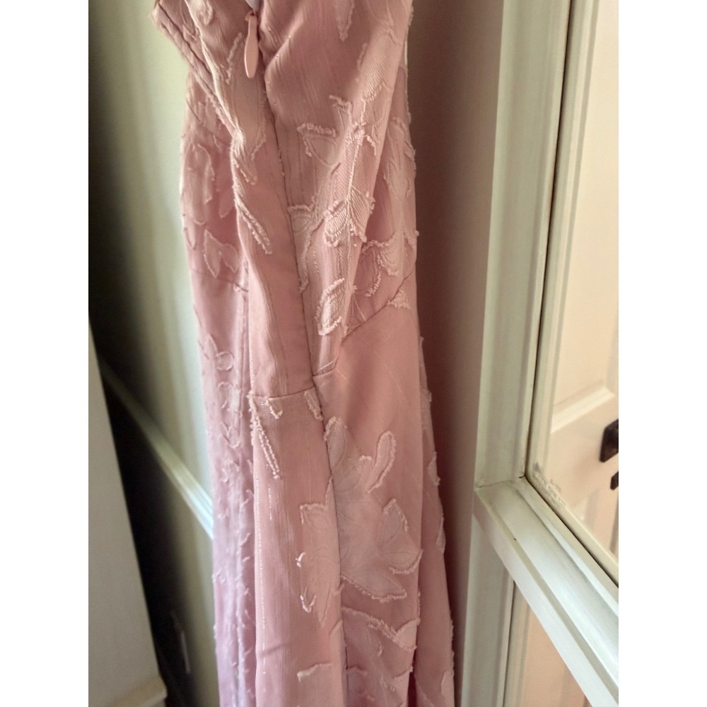 Lulus Lavender Pink Floral Burnout Jacquard Midi Dress Tie Strap Smocked Small - Picture 4 of 7